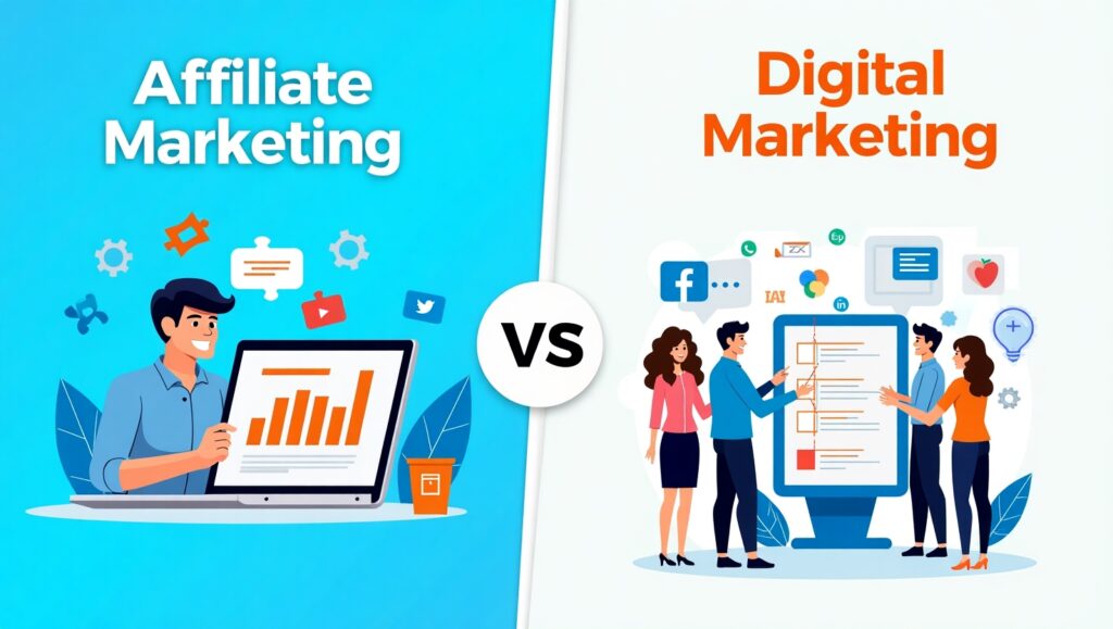 Affiliate Marketing vs Digital Marketing comparison thumbnail