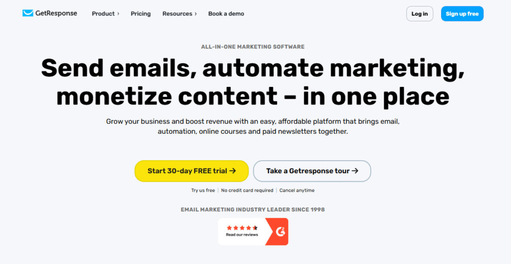Get Response blog Homepage