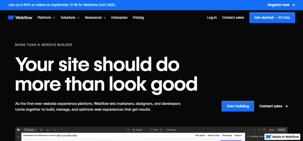 webflow homepage