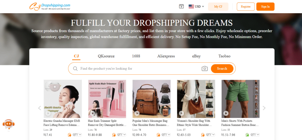 CJdropshipping Homepage