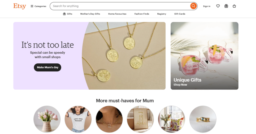 etsy homepage